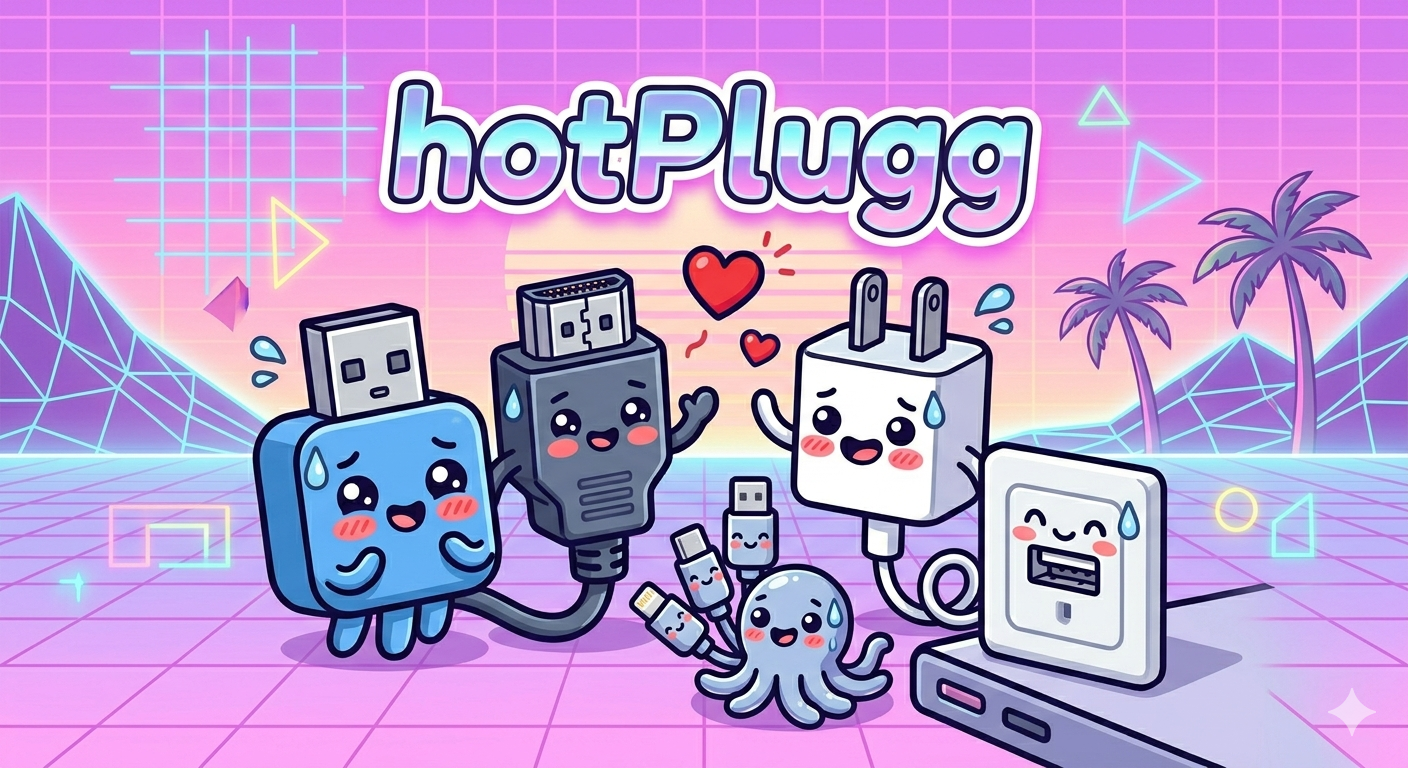 hotplugg banner — system tray app concept